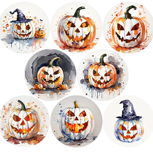Watercolor Jack-O-Lantern Cardstock - 2.5"